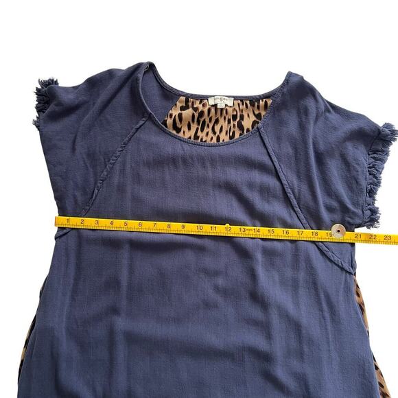 Umgee USA High Low Linen Blend Animal Print Dress Blue Size Large - Picture 7 of 8